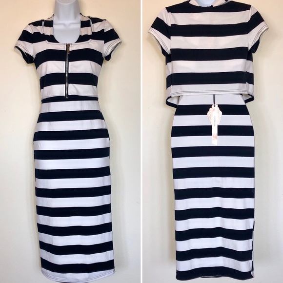 NWT GIORGIA White/Blue Striped Dress - Picture 2 of 8